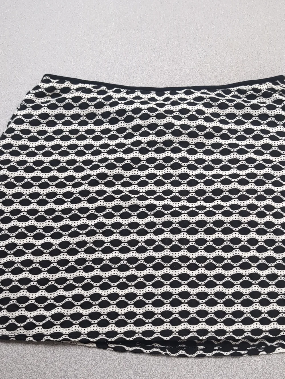 Black & White Crochet-Style Mini Skirt